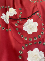 Ronna Nice mike silk shorts in red Blanch print 100% silk satin original print 