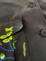Ronna Nice Joy jacket two front pockets in black ester print cupro blend 