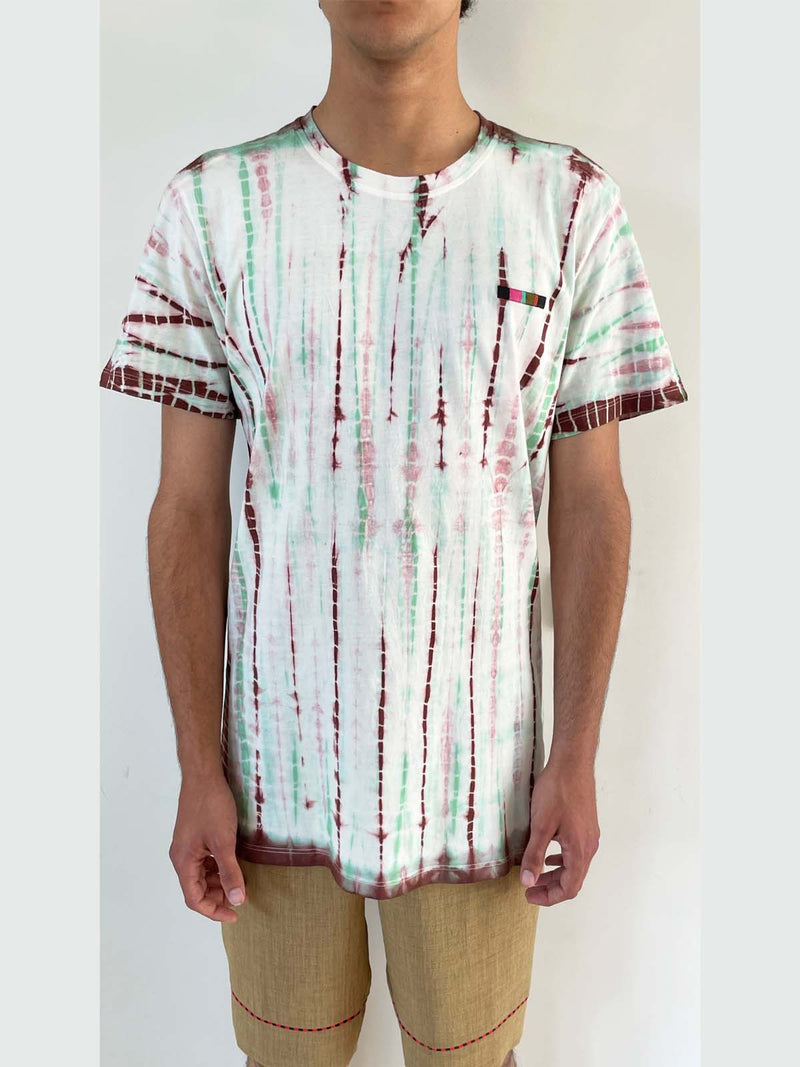 Ronna Nice Brick and mint teardrop tie dye t-shirt for men white 100% cotton 