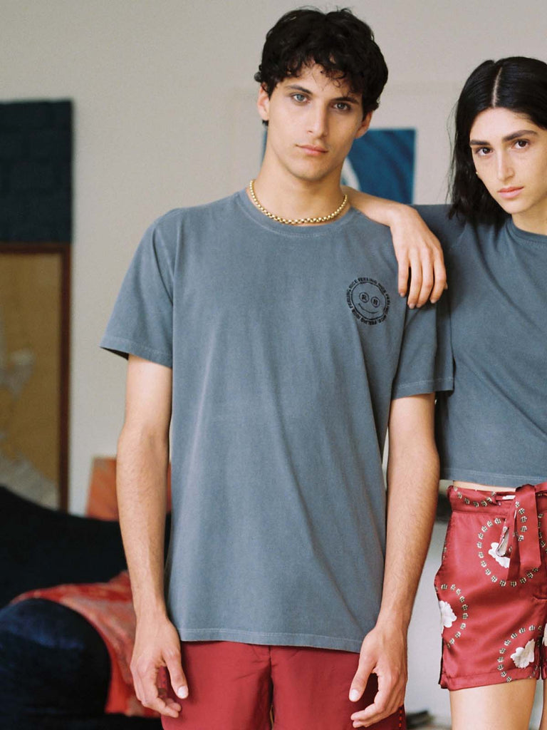 100% cotton gray logo t-shirt for men Ronna Nice 